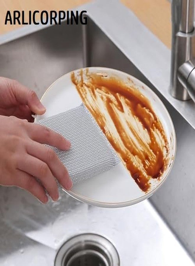 ARLICORPING Sponge Scrubber, Scrub Sponge for Utensil Cleaning, Scratch Proof Scrubber for Kitchen Utensils, Steel Wire Non-Scratch Reusable Dishwashing Sponge for Kitchen (4) - Image 4